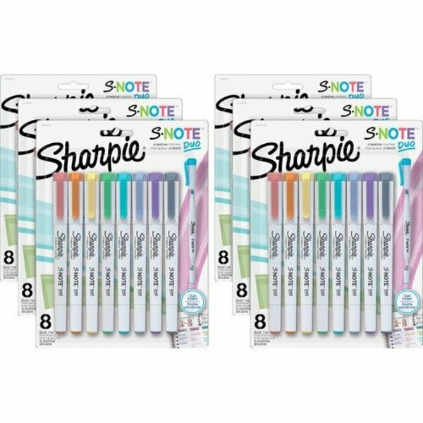 Newell Brands Markers, S-Note, Dual-Tip, AST, 6PK SAN2154173BX